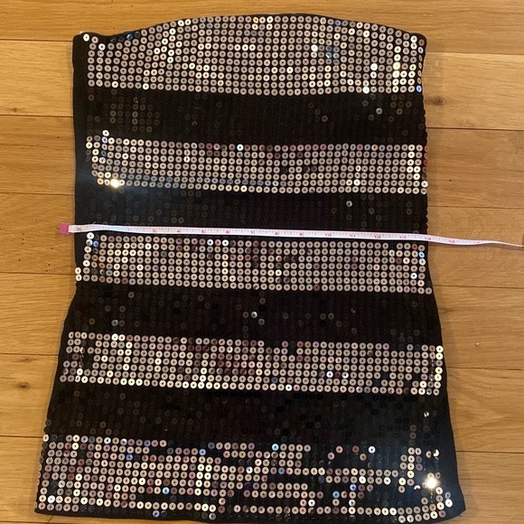 Maurice’s Black and Silver Sequin Strapless Tube Top Vintage 2000s L - Picture 3 of 6